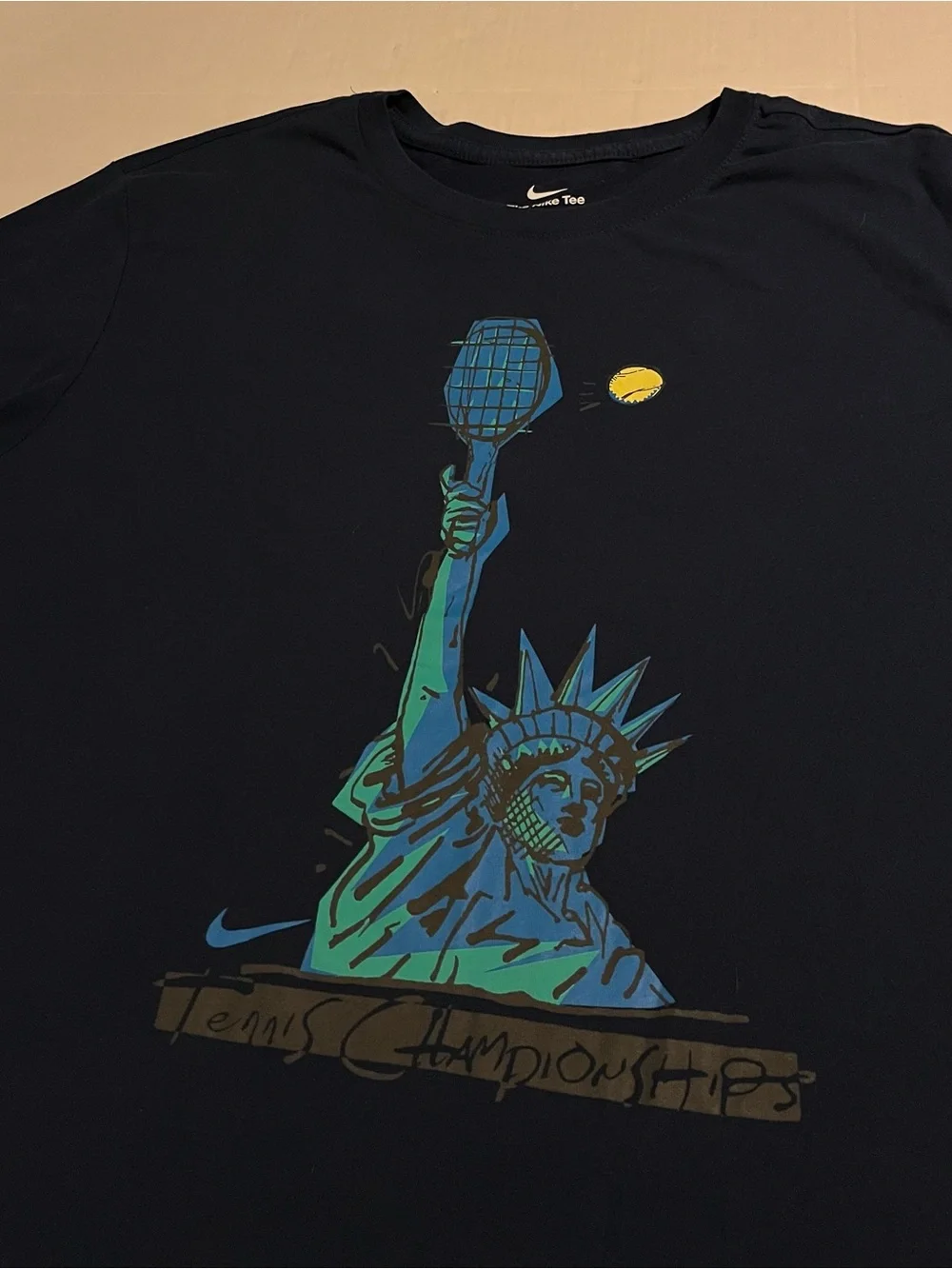 NEW Nike US Open Statue Of Liberty Tennis Tournament T-Shirt 2XL Blue USTA WTA